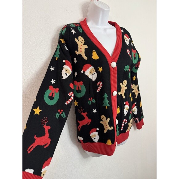 Tipsy Elves Women's Cardigan Ugly Christmas Sweater M Tree Gingerbread NWT - Picture 4 of 10